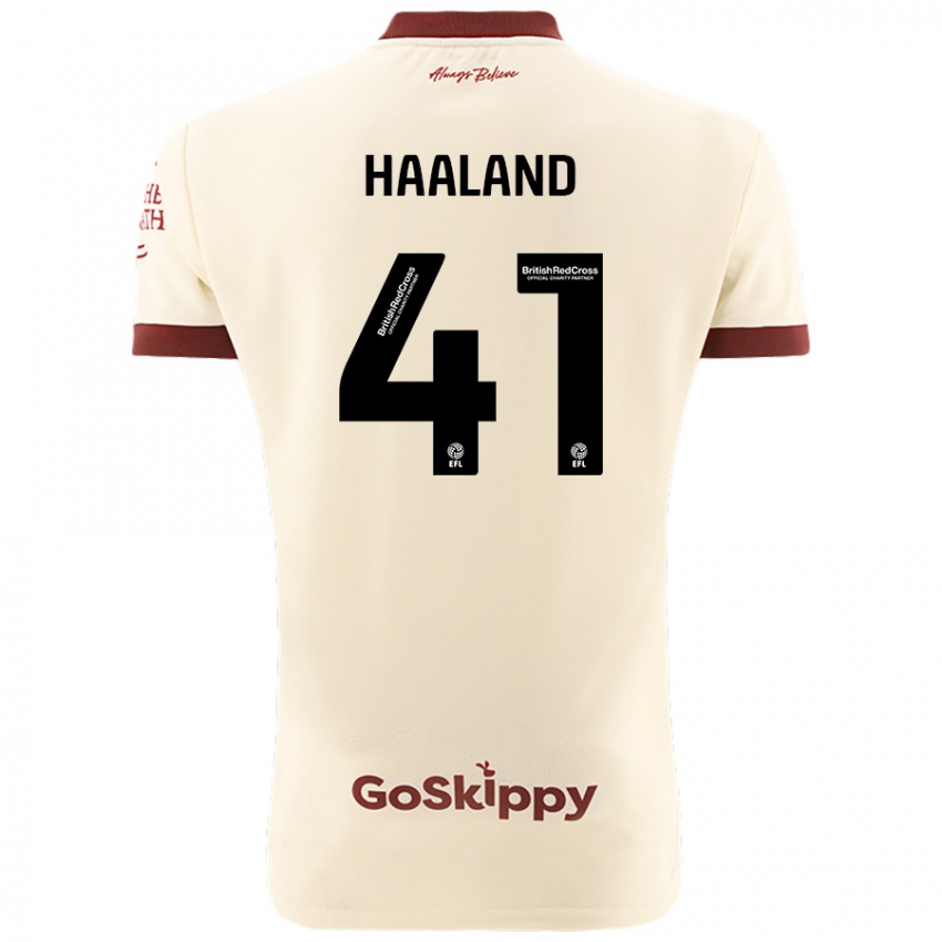 Mænd Benedicte Haaland #41 Creme Hvid Udebane Spillertrøjer 2024/25 Trøje T-Shirt