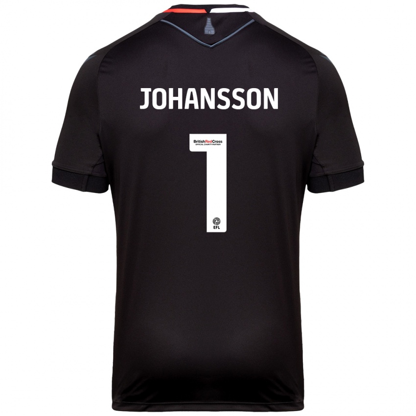 Mænd Viktor Johansson #1 Sort Udebane Spillertrøjer 2024/25 Trøje T-Shirt