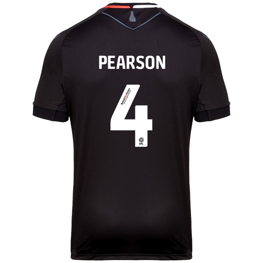 Mænd Ben Pearson #4 Sort Udebane Spillertrøjer 2024/25 Trøje T-Shirt