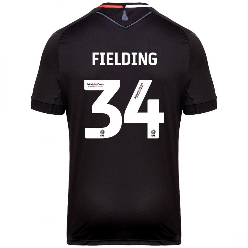 Mænd Frank Fielding #34 Sort Udebane Spillertrøjer 2024/25 Trøje T-Shirt