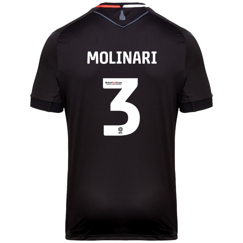 Mænd Lucia Molinari #3 Sort Udebane Spillertrøjer 2024/25 Trøje T-Shirt