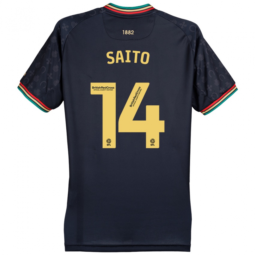 Mænd Koki Saito #14 Mørk Marineblå Udebane Spillertrøjer 2024/25 Trøje T-Shirt