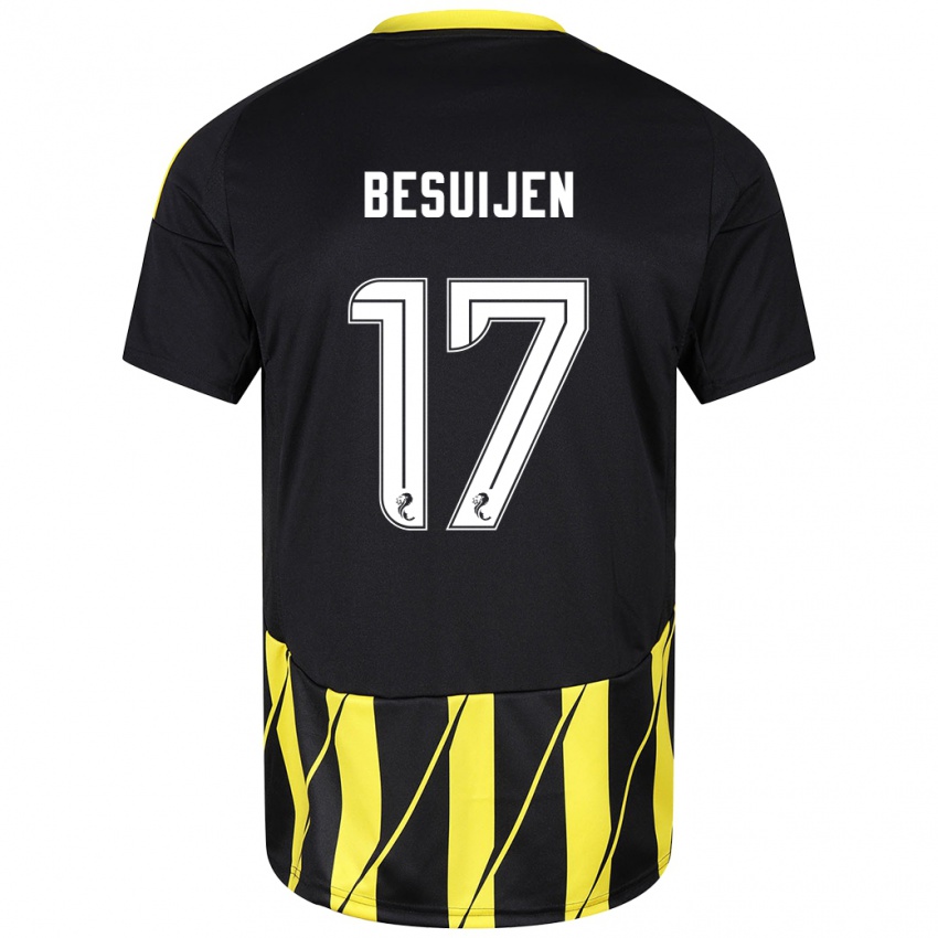 Mænd Vicente Besuijen #17 Sort Gul Udebane Spillertrøjer 2024/25 Trøje T-Shirt