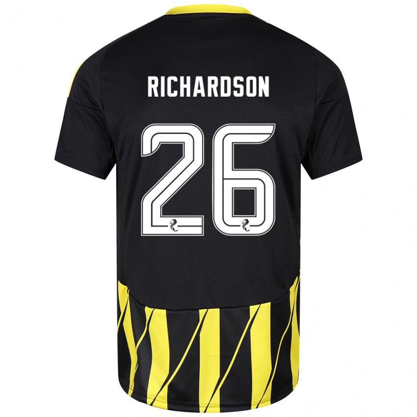 Mænd Jayden Richardson #26 Sort Gul Udebane Spillertrøjer 2024/25 Trøje T-Shirt