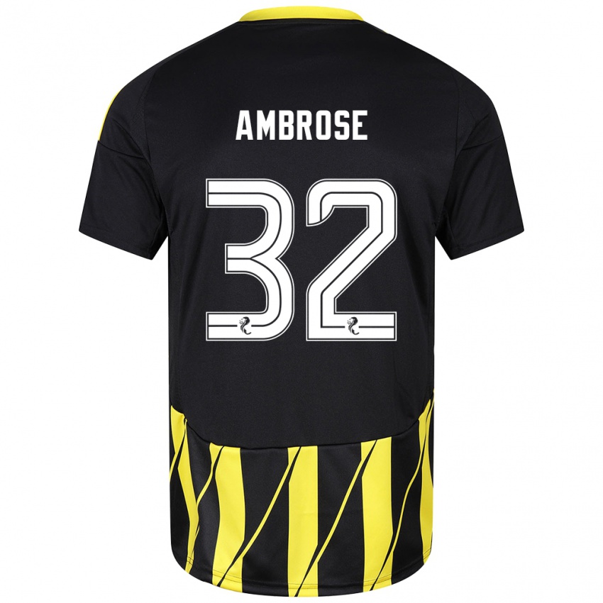 Mænd Peter Ambrose #32 Sort Gul Udebane Spillertrøjer 2024/25 Trøje T-Shirt