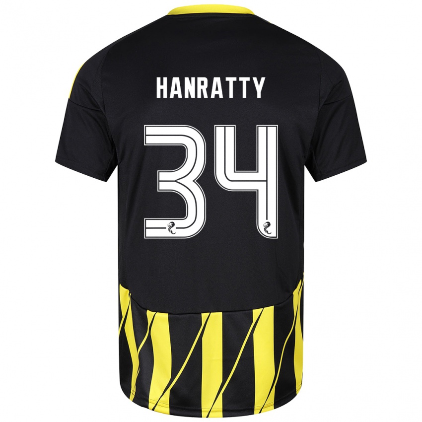 Mænd Kevin Hanratty #34 Sort Gul Udebane Spillertrøjer 2024/25 Trøje T-Shirt