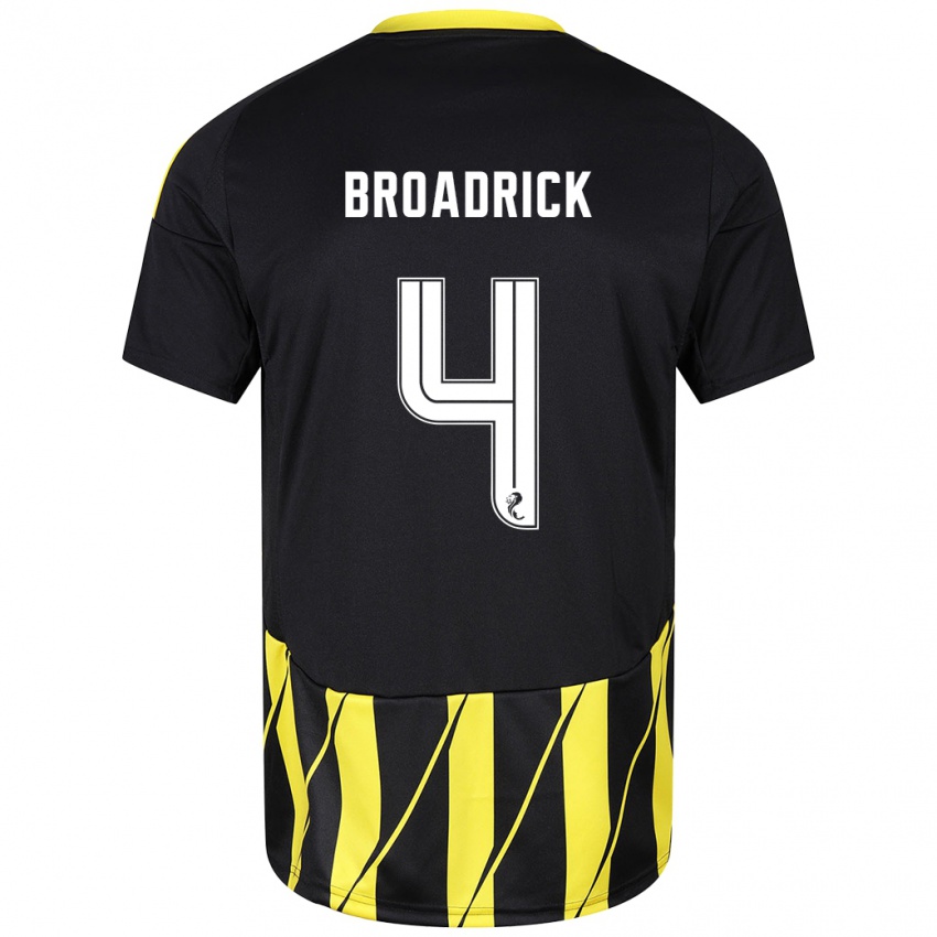 Mænd Jessica Broadrick #4 Sort Gul Udebane Spillertrøjer 2024/25 Trøje T-Shirt