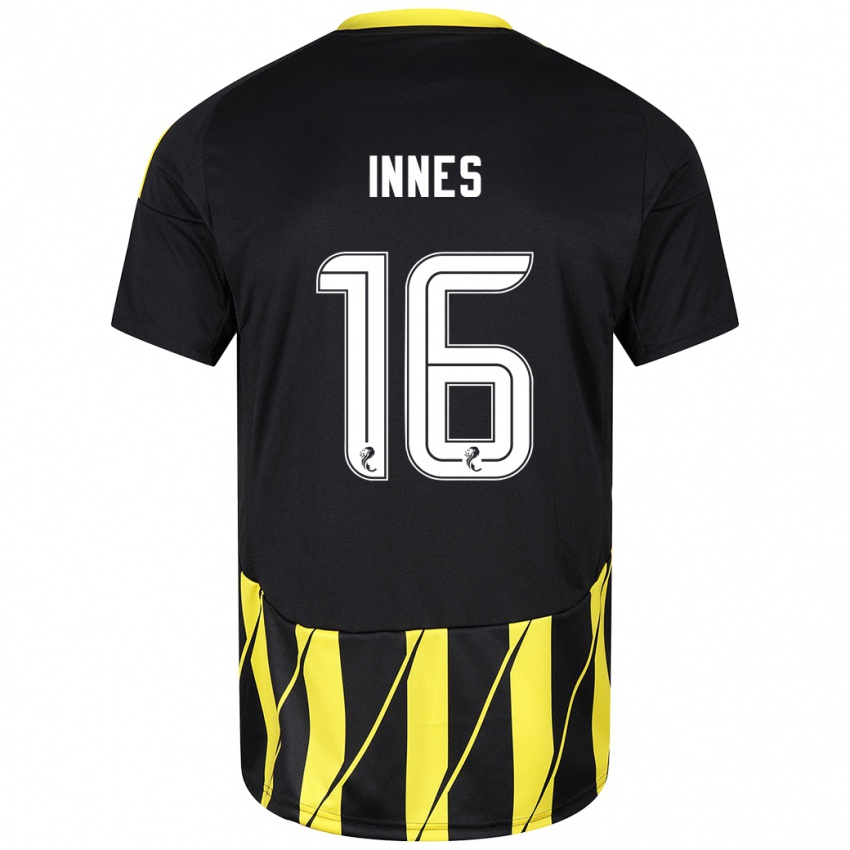 Mænd Hannah Innes #16 Sort Gul Udebane Spillertrøjer 2024/25 Trøje T-Shirt