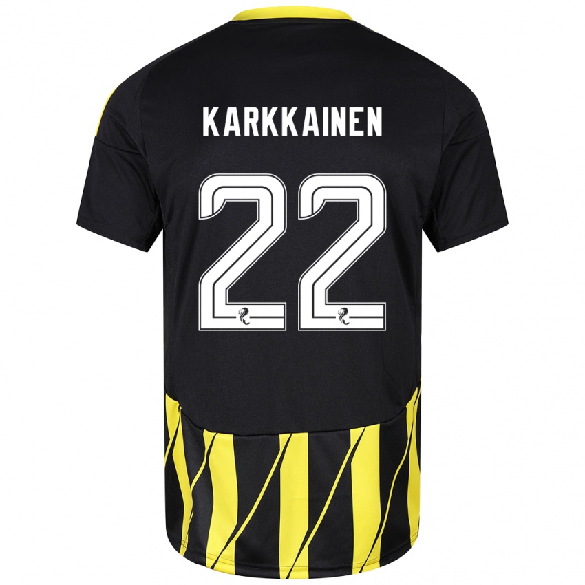 Mænd Elena Kärkkäinen #22 Sort Gul Udebane Spillertrøjer 2024/25 Trøje T-Shirt