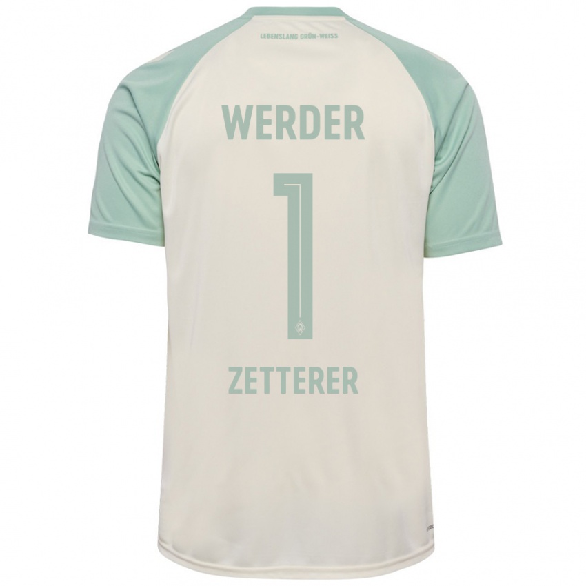 Mænd Michael Zetterer #1 Råhvid Lysegrøn Udebane Spillertrøjer 2024/25 Trøje T-Shirt