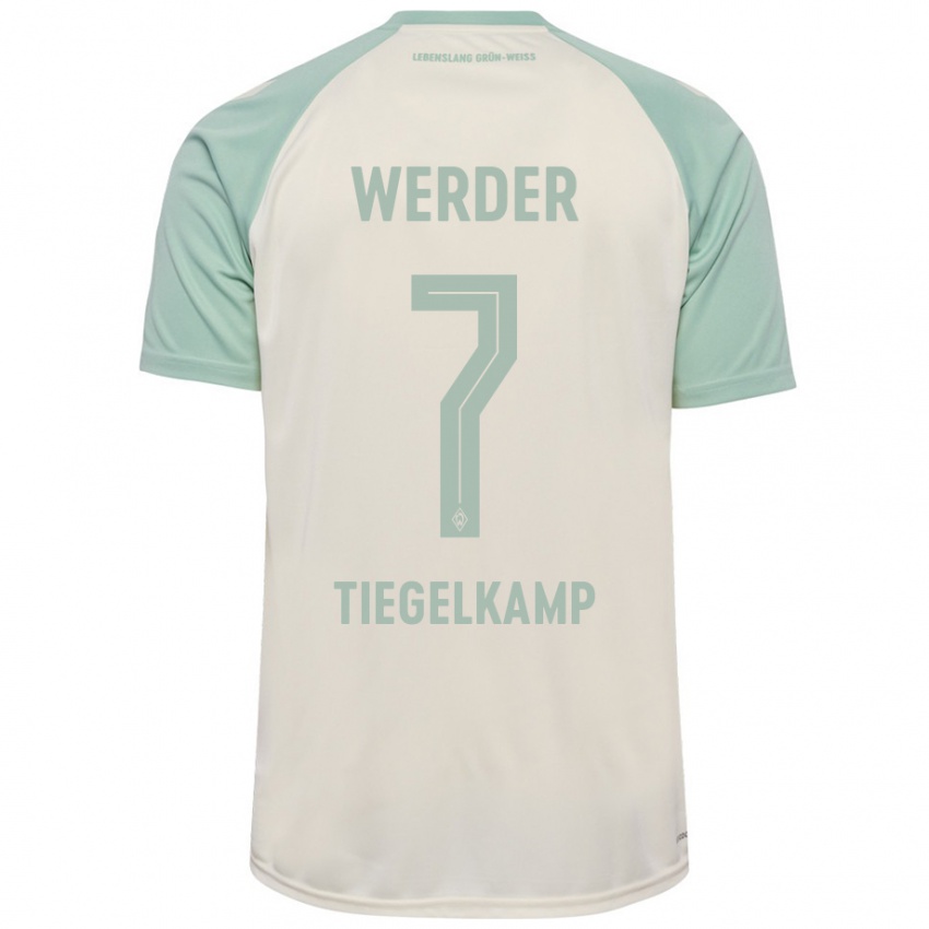 Mænd Maximilian Tiegelkamp #7 Råhvid Lysegrøn Udebane Spillertrøjer 2024/25 Trøje T-Shirt