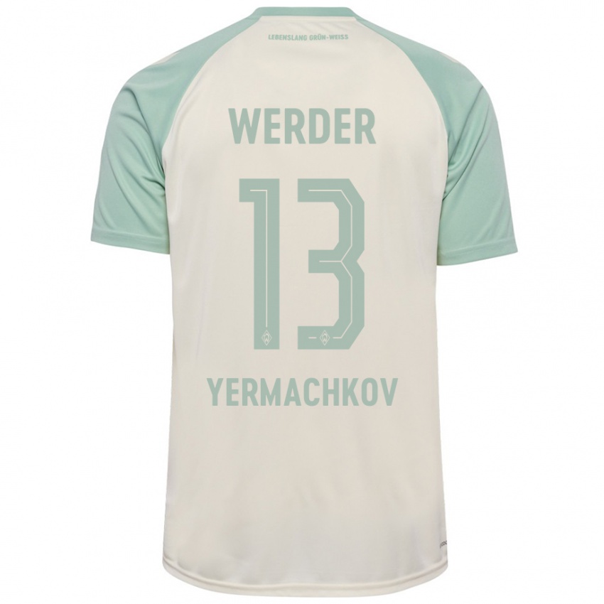 Mænd Ivan Yermachkov #13 Råhvid Lysegrøn Udebane Spillertrøjer 2024/25 Trøje T-Shirt