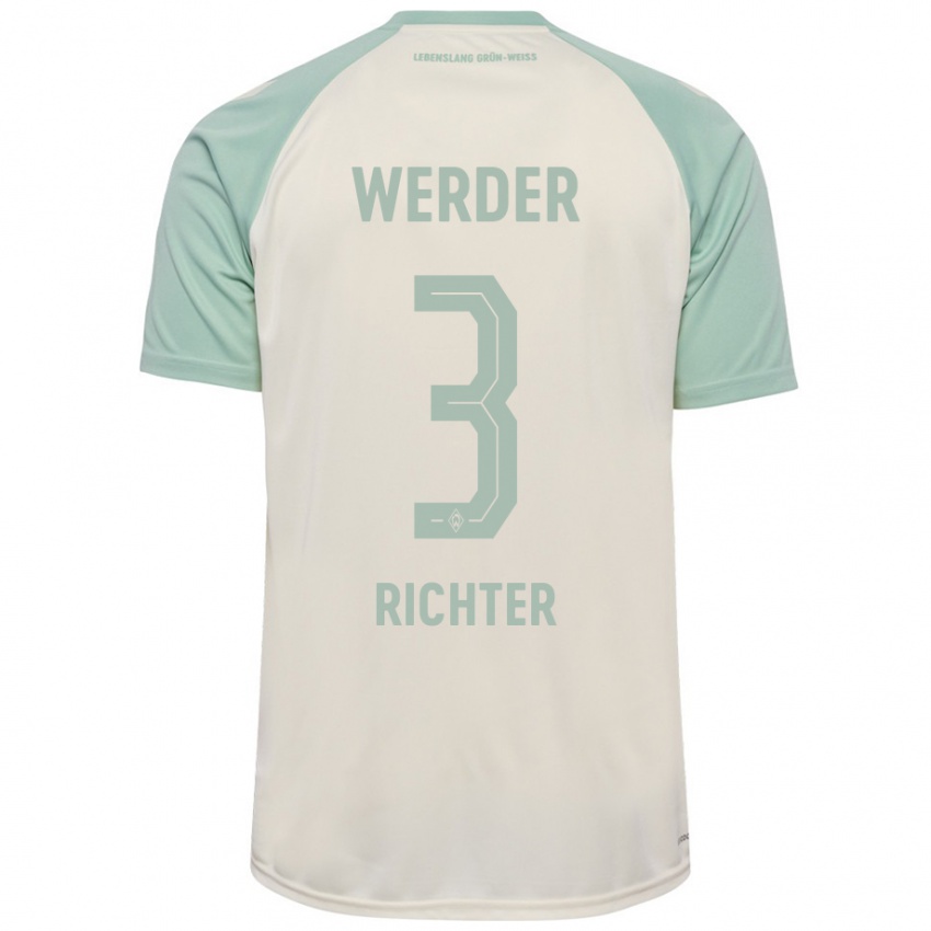 Mænd Mathis Richter #3 Råhvid Lysegrøn Udebane Spillertrøjer 2024/25 Trøje T-Shirt