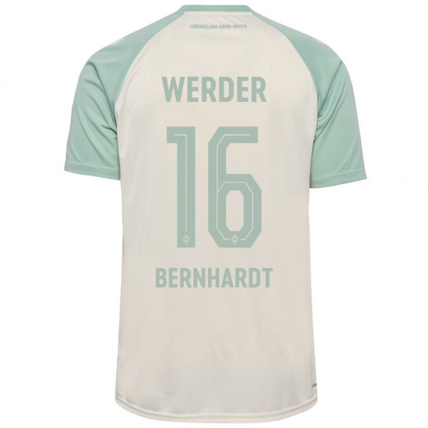 Mænd Emilie Bernhardt #16 Råhvid Lysegrøn Udebane Spillertrøjer 2024/25 Trøje T-Shirt