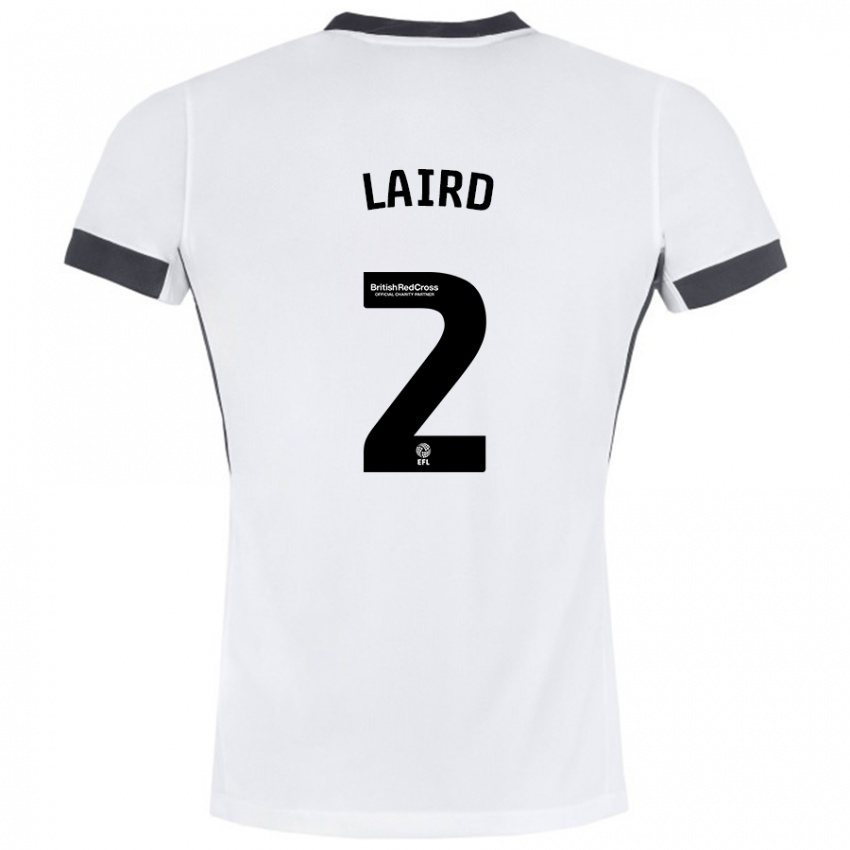 Mænd Ethan Laird #2 Hvid Sort Udebane Spillertrøjer 2024/25 Trøje T-Shirt