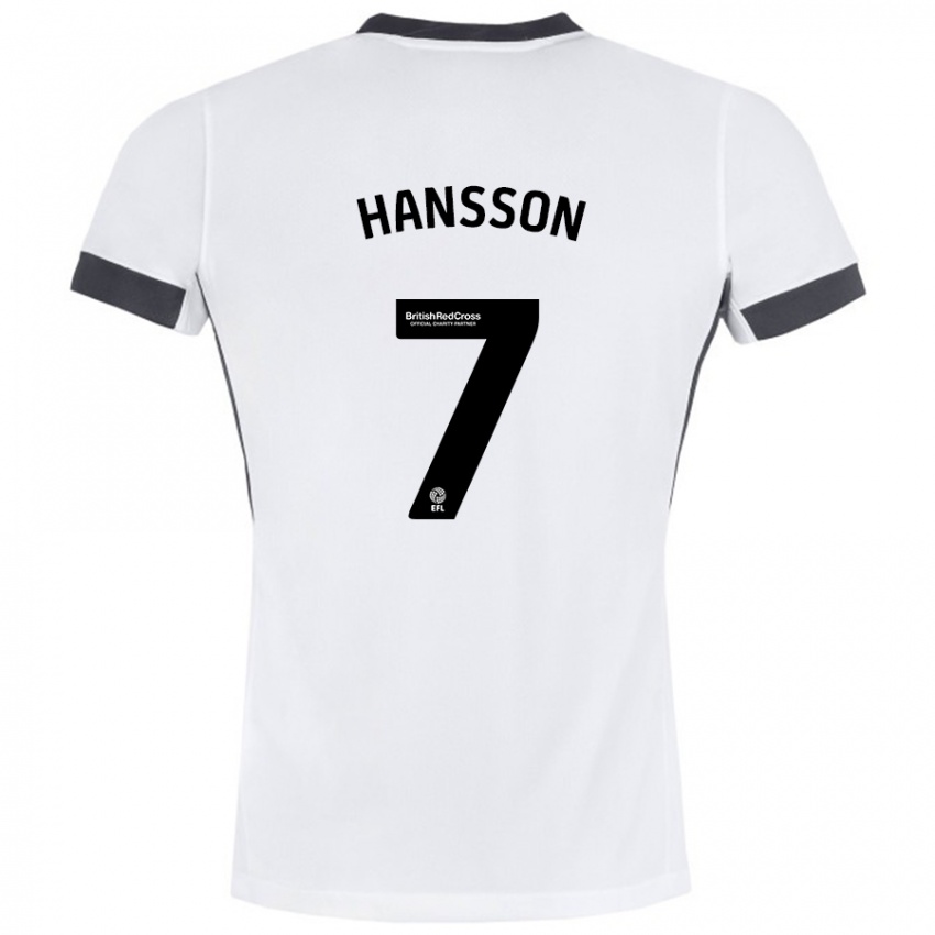 Mænd Emil Hansson #7 Hvid Sort Udebane Spillertrøjer 2024/25 Trøje T-Shirt