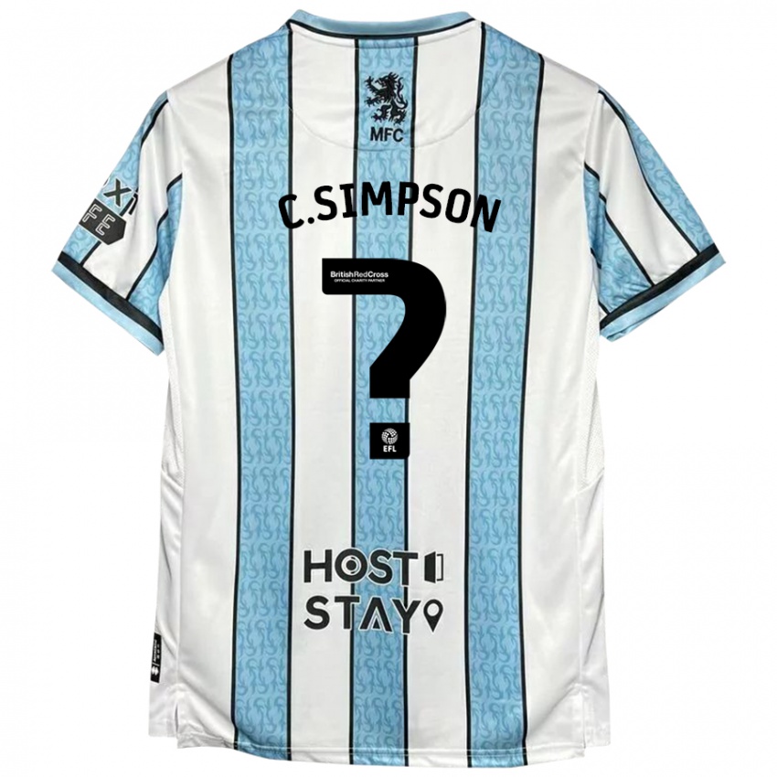 Mænd Cameron Simpson #0 Hvid Blå Udebane Spillertrøjer 2024/25 Trøje T-Shirt