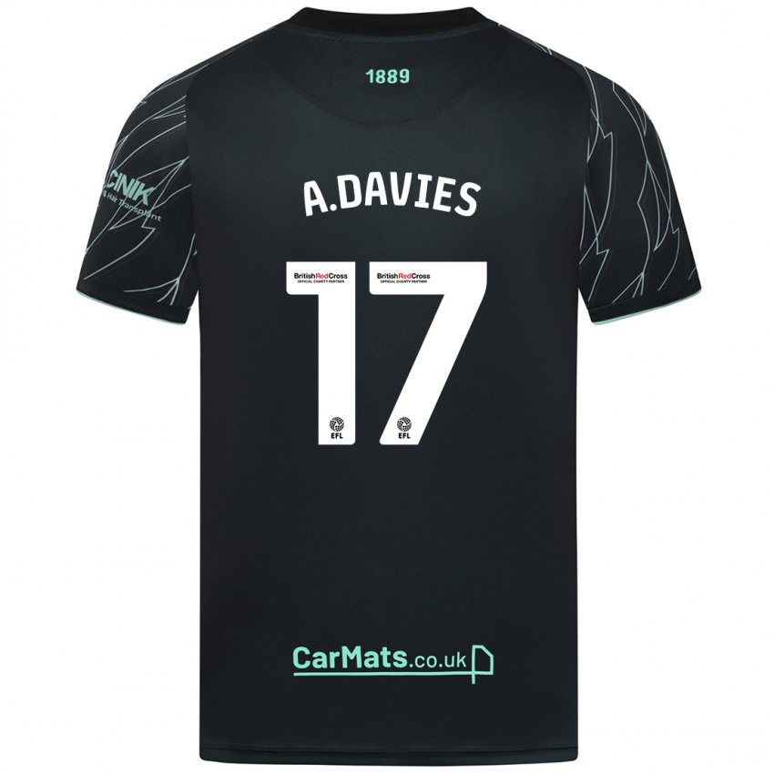 Mænd Adam Davies #17 Sort Grøn Udebane Spillertrøjer 2024/25 Trøje T-Shirt