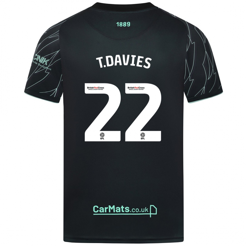 Mænd Tom Davies #22 Sort Grøn Udebane Spillertrøjer 2024/25 Trøje T-Shirt