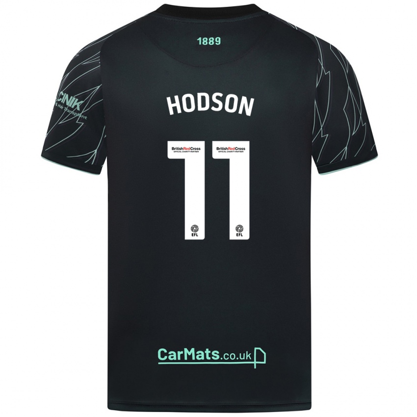 Mænd Ashley Hodson #11 Sort Grøn Udebane Spillertrøjer 2024/25 Trøje T-Shirt