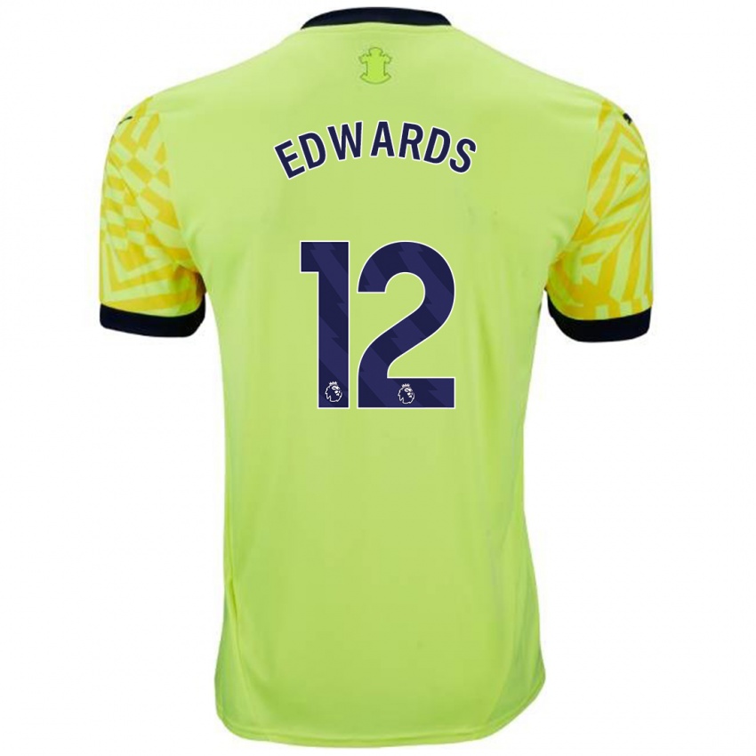 Mænd Ronnie Edwards #12 Gul Udebane Spillertrøjer 2024/25 Trøje T-Shirt