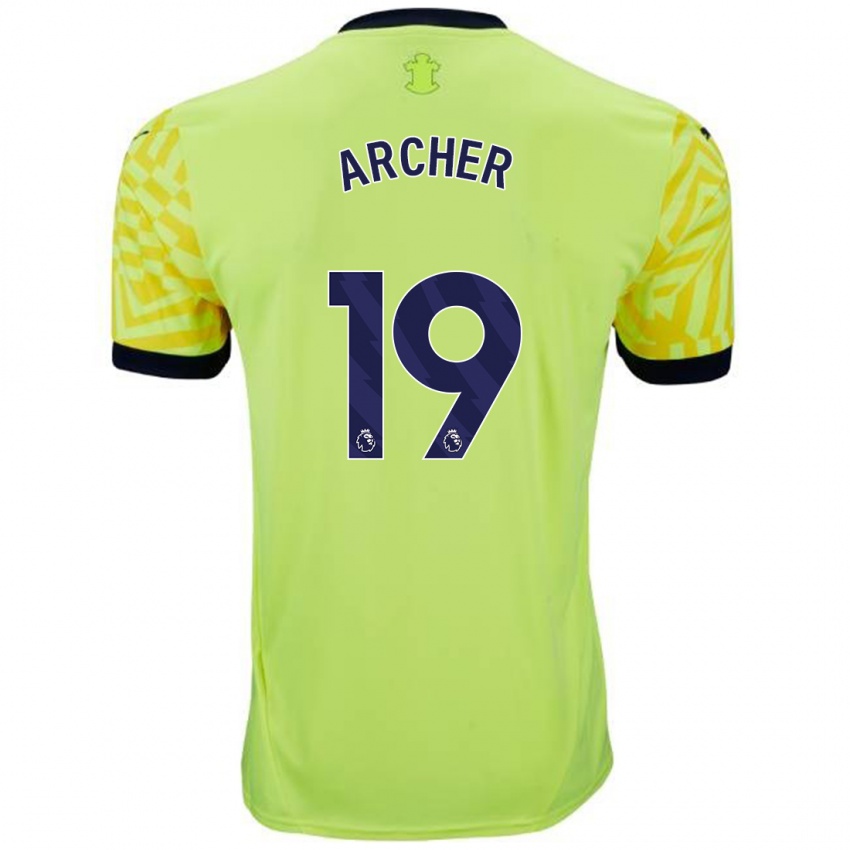 Mænd Cameron Archer #19 Gul Udebane Spillertrøjer 2024/25 Trøje T-Shirt