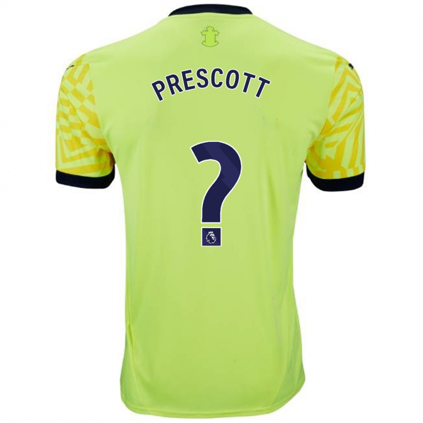 Mænd Alfie Prescott #0 Gul Udebane Spillertrøjer 2024/25 Trøje T-Shirt