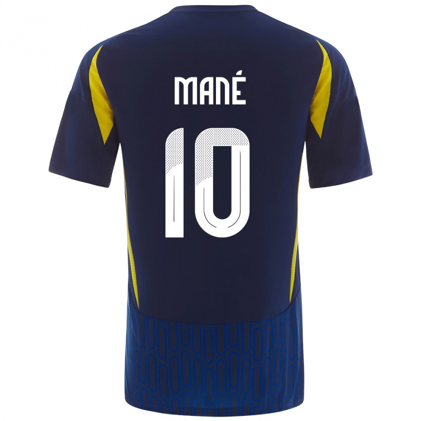 Mænd Sadio Mane #10 Blå Gul Udebane Spillertrøjer 2024/25 Trøje T-Shirt