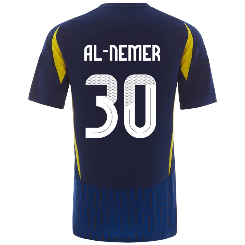 Mænd Meshari Al-Nemer #30 Blå Gul Udebane Spillertrøjer 2024/25 Trøje T-Shirt