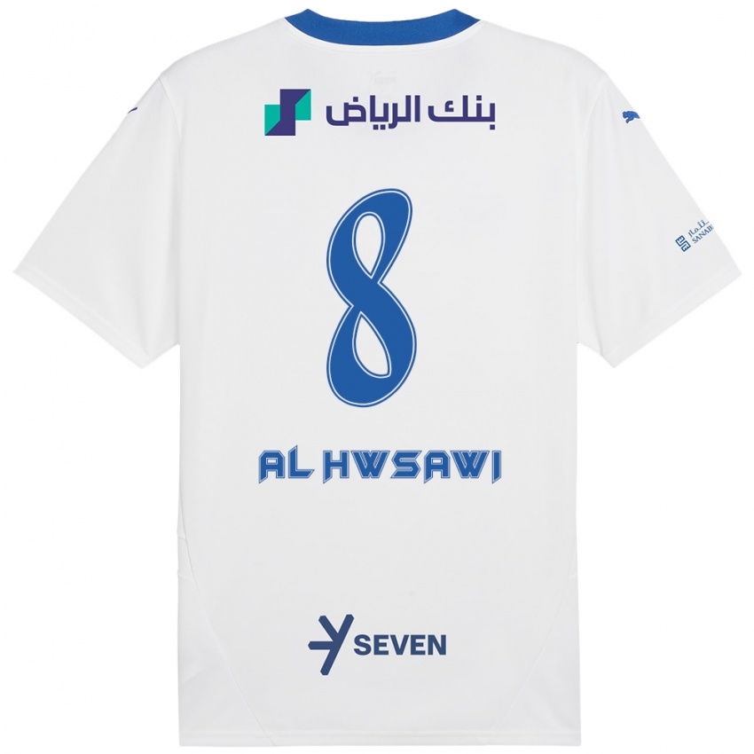 Mænd Al Bandari Al-Hwsawi #8 Hvid Blå Udebane Spillertrøjer 2024/25 Trøje T-Shirt