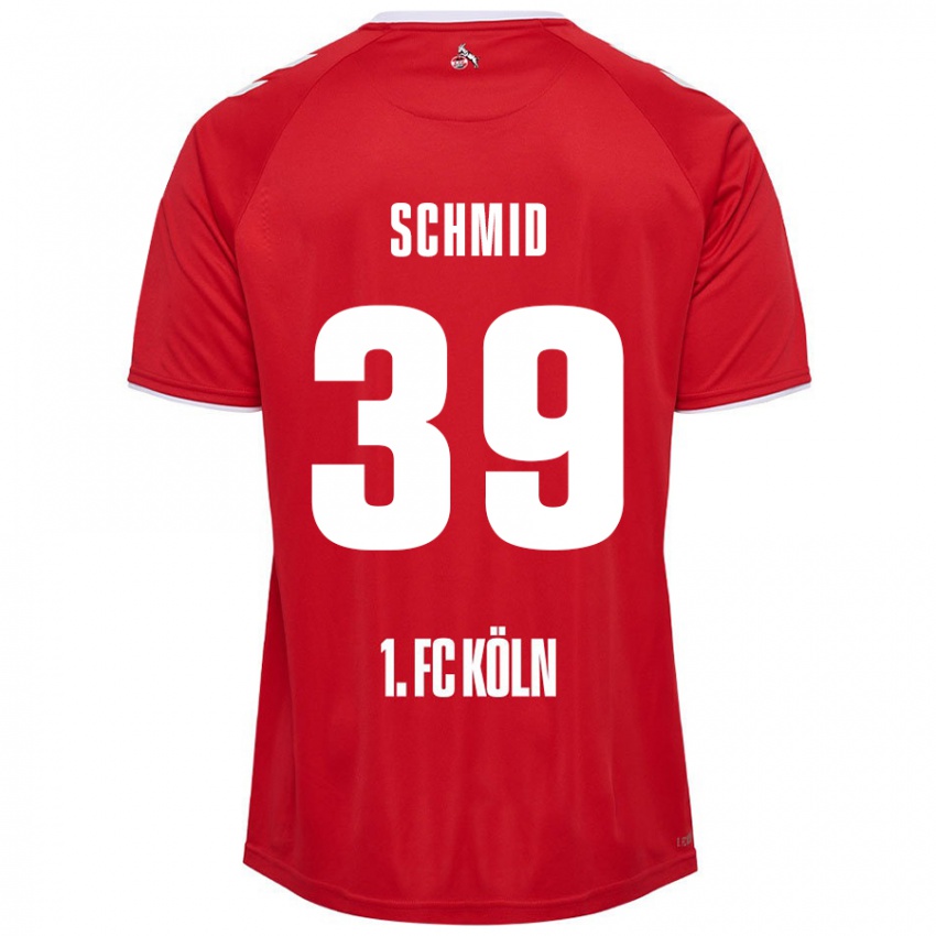 Mænd Maximilian Schmid #39 Rød Hvid Udebane Spillertrøjer 2024/25 Trøje T-Shirt