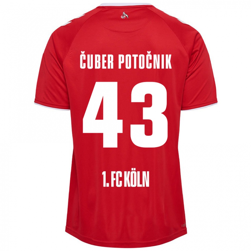 Mænd Jaka Cuber Potocnik #43 Rød Hvid Udebane Spillertrøjer 2024/25 Trøje T-Shirt