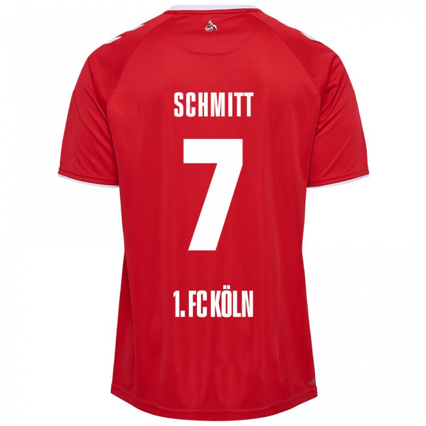 Mænd Oliver Schmitt #7 Rød Hvid Udebane Spillertrøjer 2024/25 Trøje T-Shirt