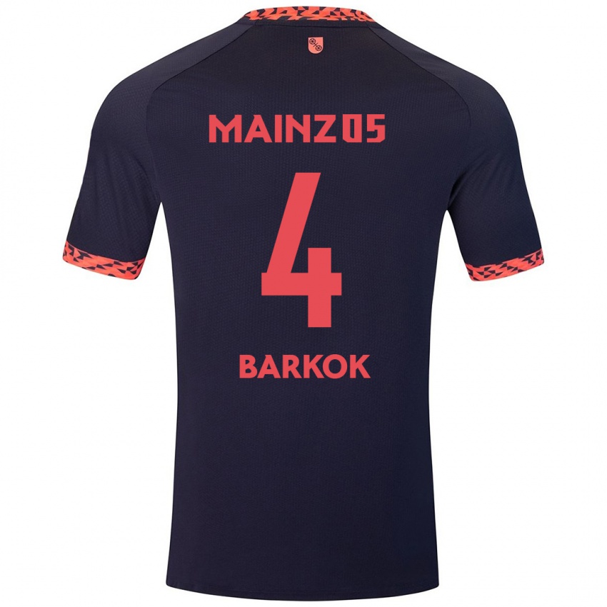 Mænd Aymen Barkok #4 Blå Koralrød Udebane Spillertrøjer 2024/25 Trøje T-Shirt