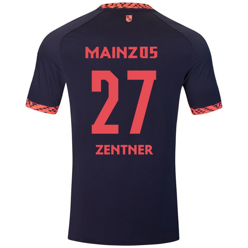 Mænd Robin Zentner #27 Blå Koralrød Udebane Spillertrøjer 2024/25 Trøje T-Shirt