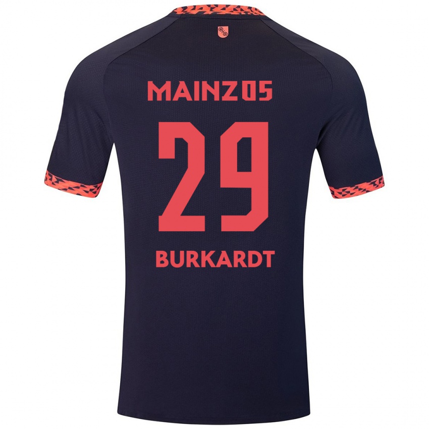 Mænd Jonathan Burkardt #29 Blå Koralrød Udebane Spillertrøjer 2024/25 Trøje T-Shirt