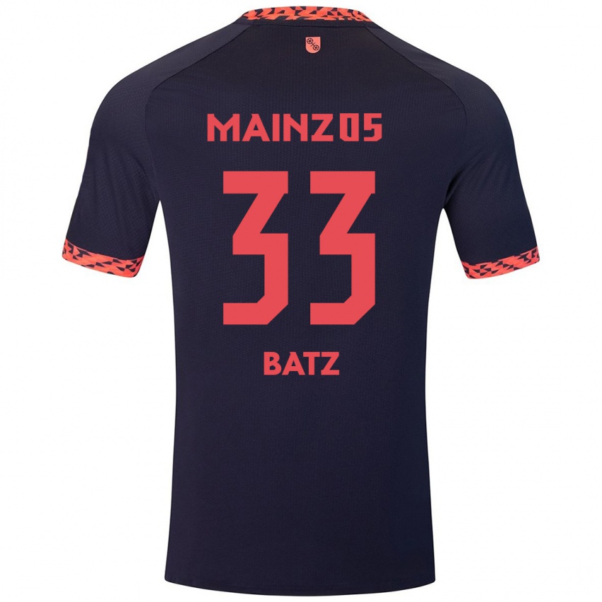 Mænd Daniel Batz #33 Blå Koralrød Udebane Spillertrøjer 2024/25 Trøje T-Shirt