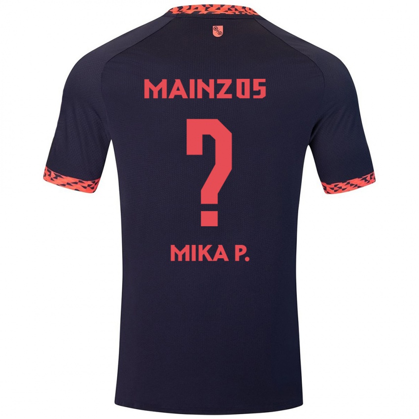 Mænd Mika Preßler #0 Blå Koralrød Udebane Spillertrøjer 2024/25 Trøje T-Shirt