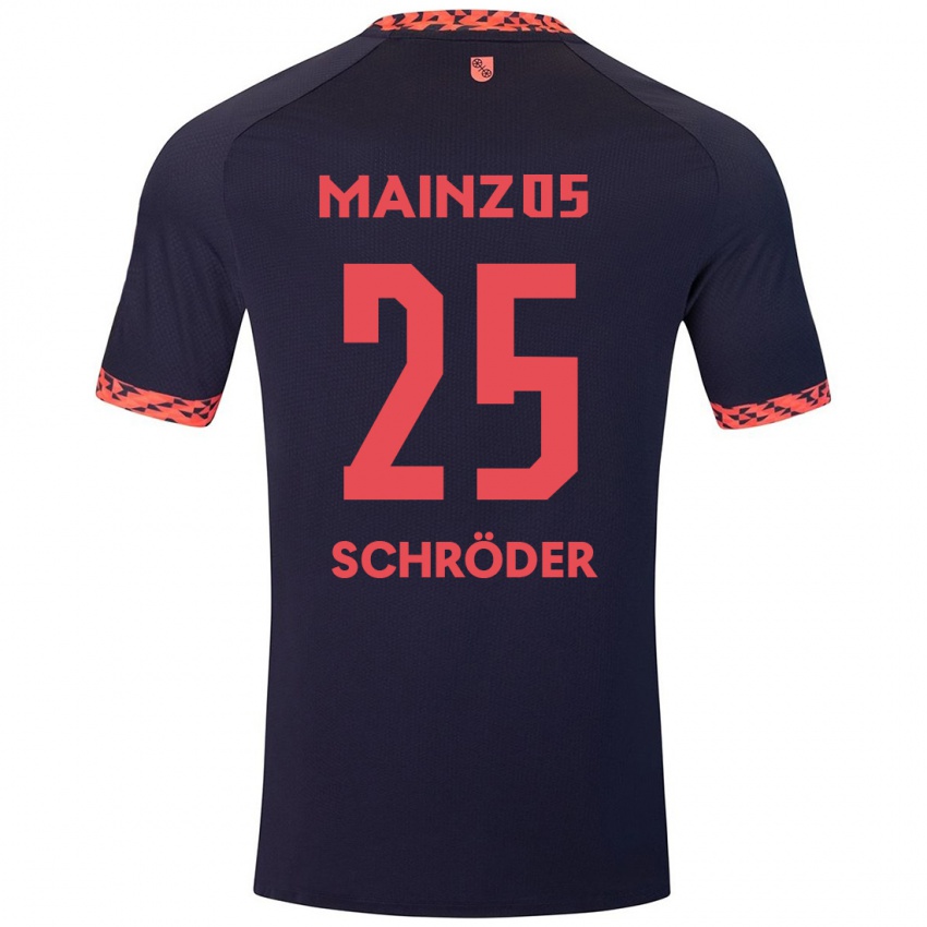 Mænd Maxim Schröder #25 Blå Koralrød Udebane Spillertrøjer 2024/25 Trøje T-Shirt