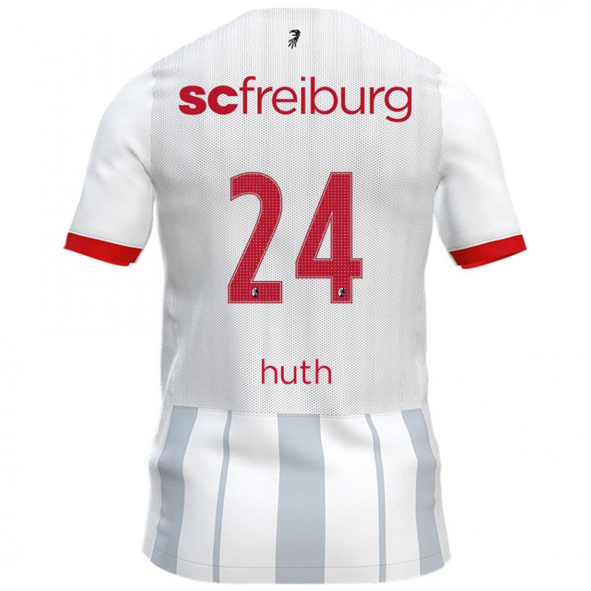 Mænd Jannik Huth #24 Hvid Grå Udebane Spillertrøjer 2024/25 Trøje T-Shirt