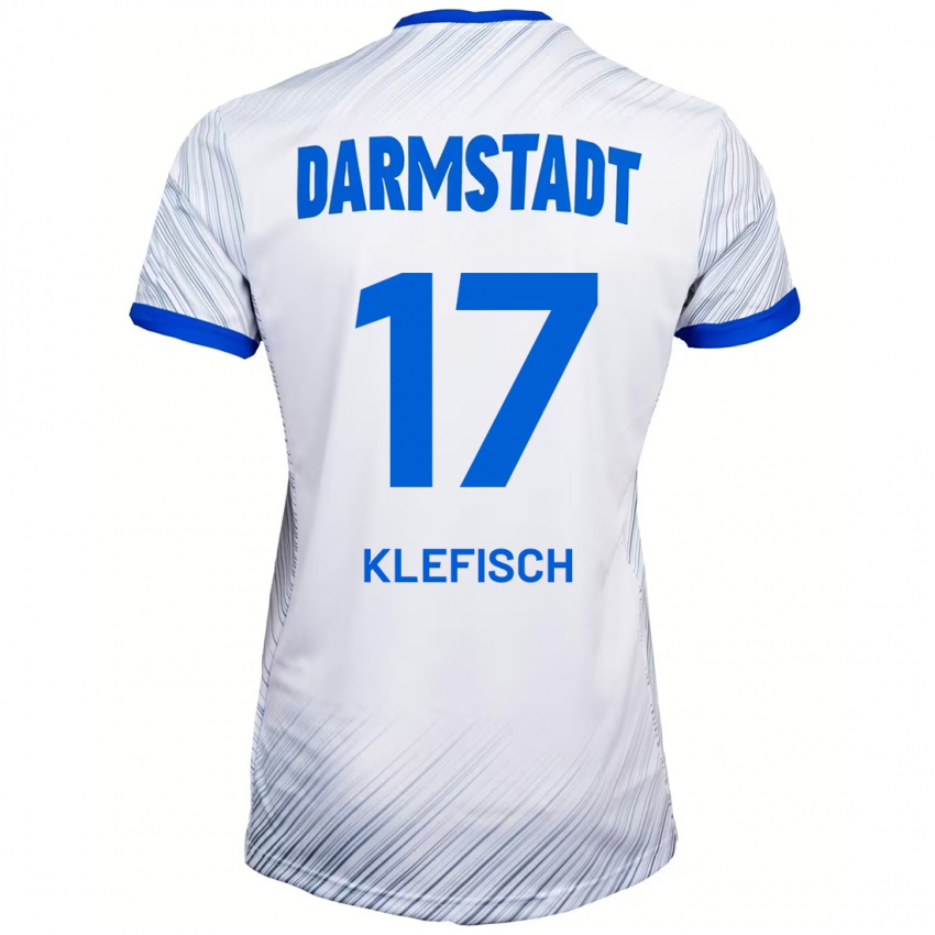 Mænd Kai Klefisch #17 Hvid Blå Udebane Spillertrøjer 2024/25 Trøje T-Shirt