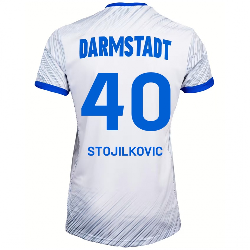 Mænd Filip Stojilkovic #40 Hvid Blå Udebane Spillertrøjer 2024/25 Trøje T-Shirt