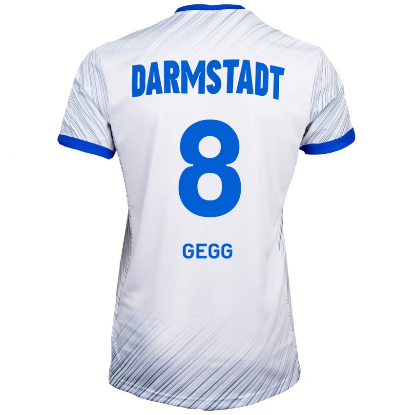 Mænd Samir Gegg #8 Hvid Blå Udebane Spillertrøjer 2024/25 Trøje T-Shirt