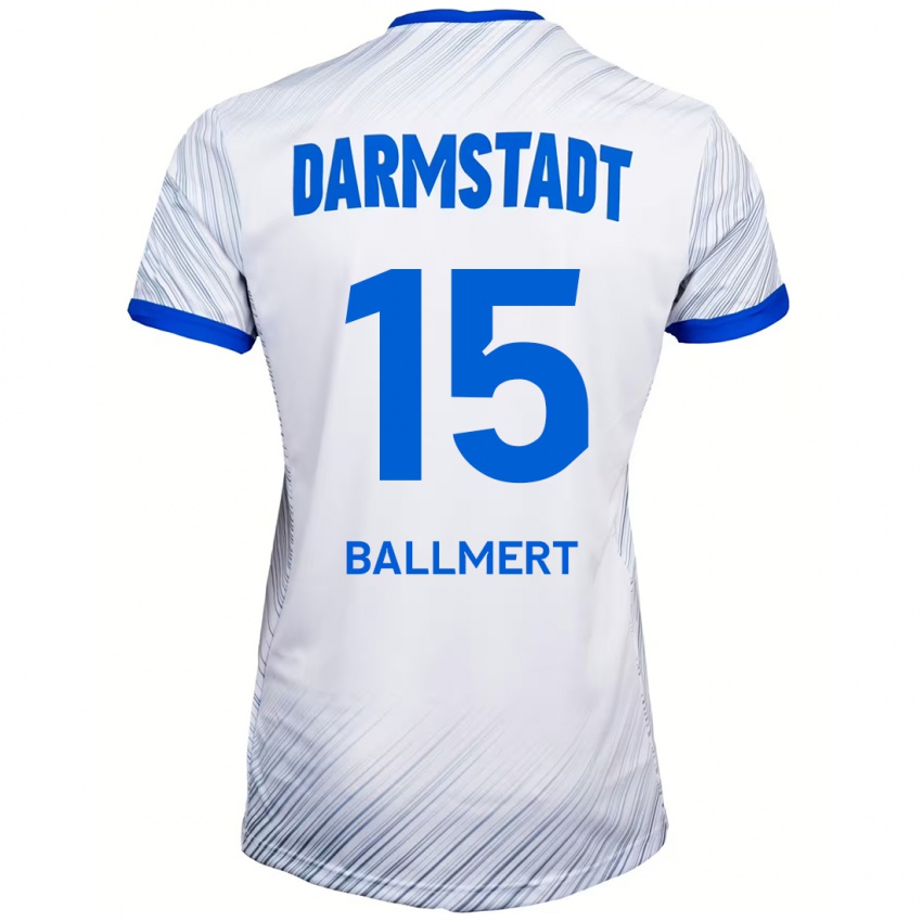 Mænd Markus Ballmert #15 Hvid Blå Udebane Spillertrøjer 2024/25 Trøje T-Shirt