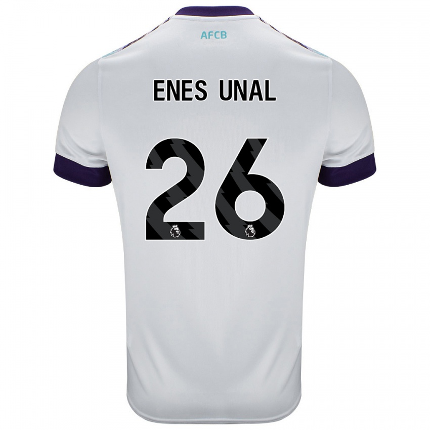 Mænd Enes Ünal #26 Hvid Grøn Lilla Udebane Spillertrøjer 2024/25 Trøje T-Shirt