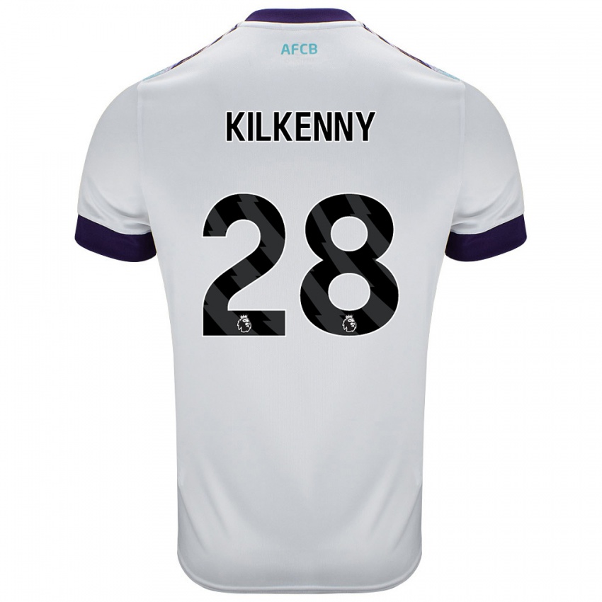 Mænd Gavin Kilkenny #28 Hvid Grøn Lilla Udebane Spillertrøjer 2024/25 Trøje T-Shirt