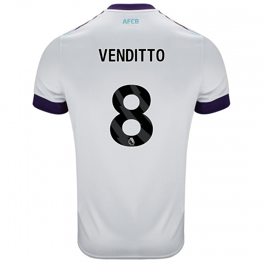 Mænd Olivia Venditto #8 Hvid Grøn Lilla Udebane Spillertrøjer 2024/25 Trøje T-Shirt