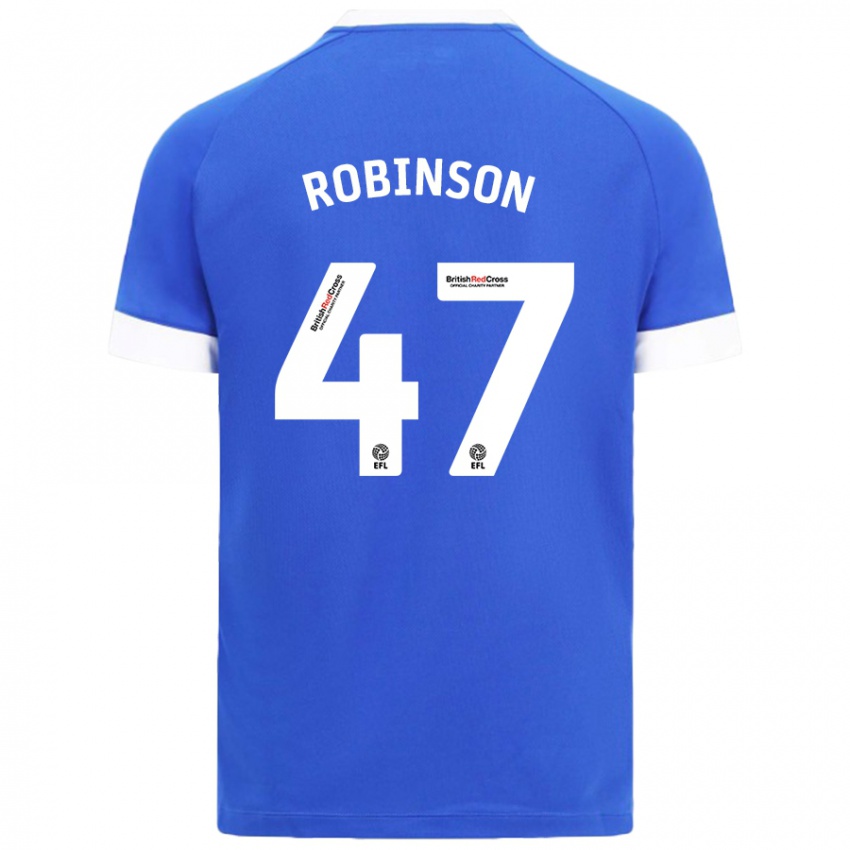 Kvinder Callum Robinson #47 Himmelblå Hjemmebane Spillertrøjer 2024/25 Trøje T-Shirt