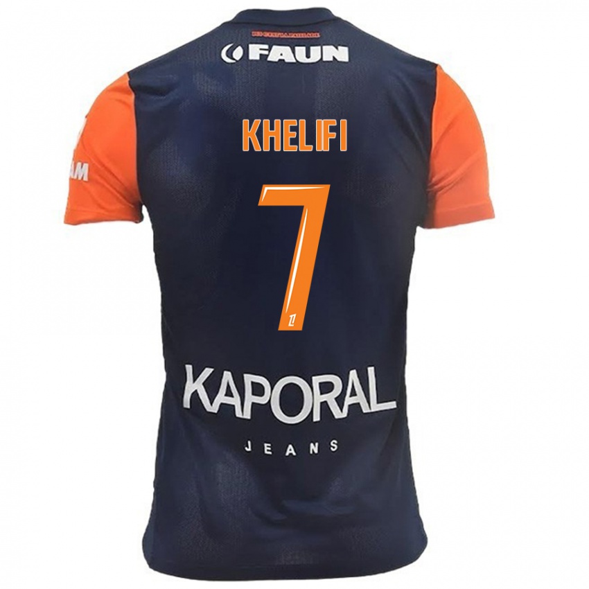 Kvinder Léa Khelifi #7 Marineblå Orange Hjemmebane Spillertrøjer 2024/25 Trøje T-Shirt