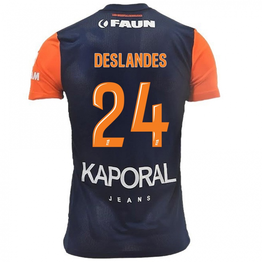 Kvinder Océane Deslandes #24 Marineblå Orange Hjemmebane Spillertrøjer 2024/25 Trøje T-Shirt